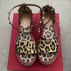 💯% AUTHENTIC Valentino Garavani leopard platform espadrille sandals!!